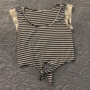 Striped Crop Top With Tie